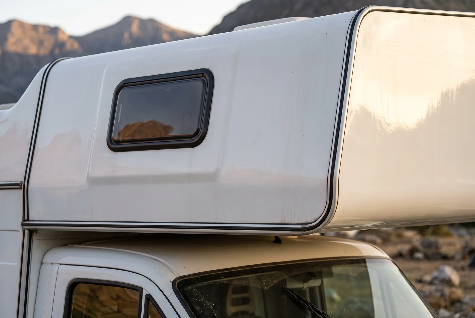 Detail van een Hymer Alkoof